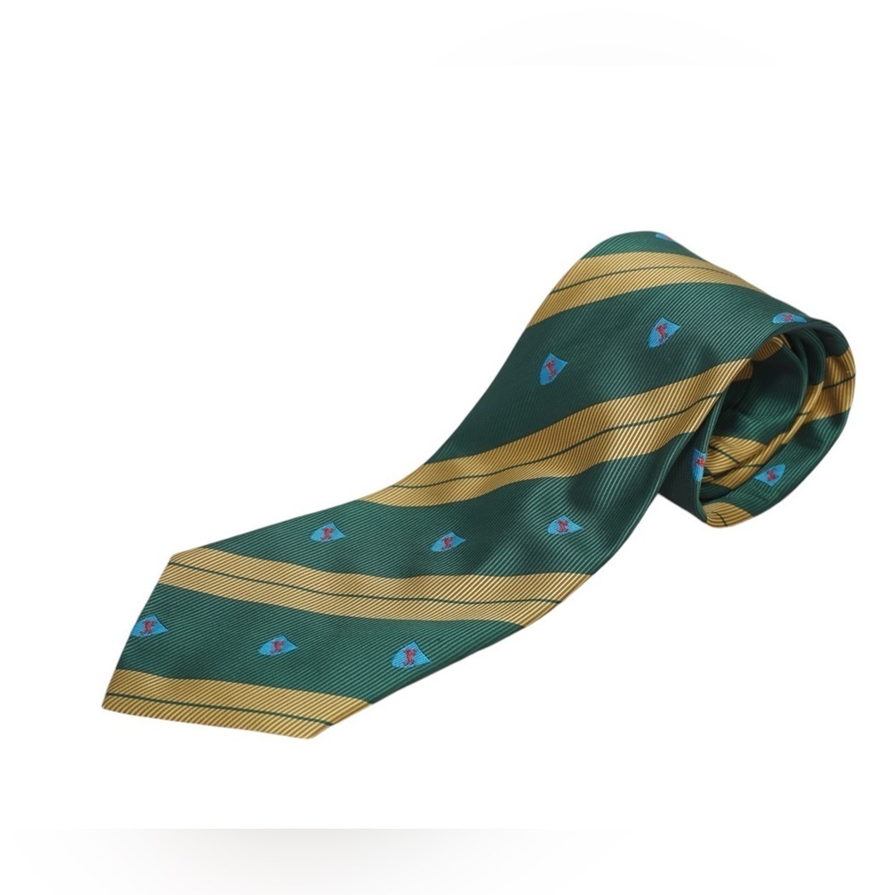Michaelangelo Vintage Italian Silk Green & Yellow Striped Men's Tie